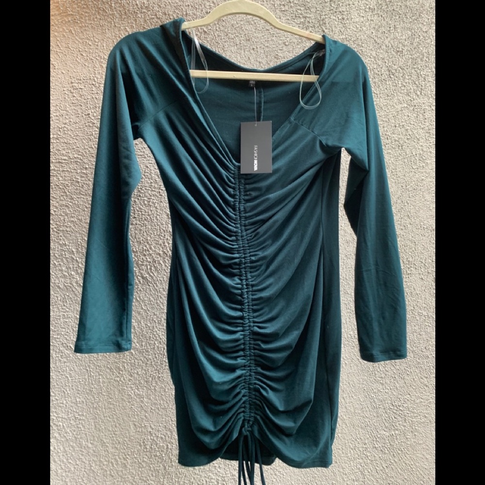 FASHION NOVA: Xian Ruched Long-sleeve Dress